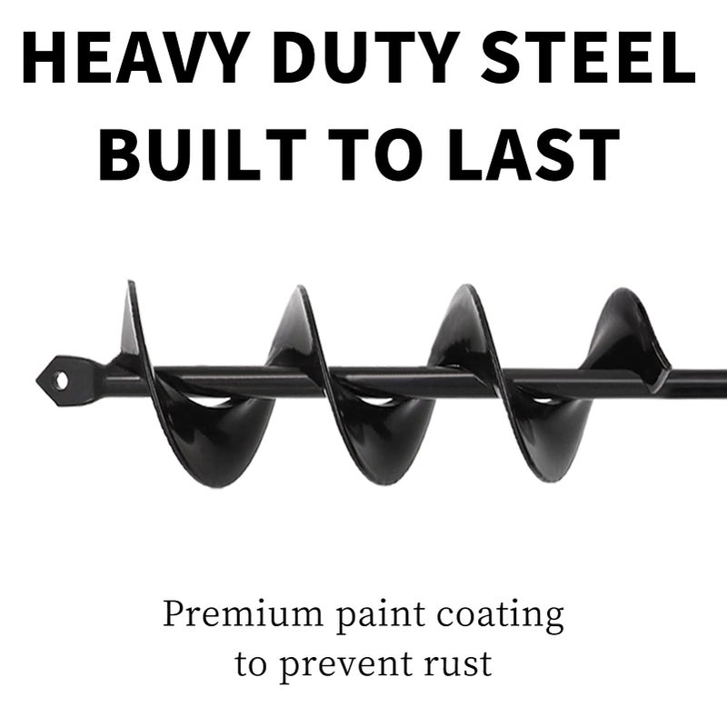 TCBWFY Auger Drill Bit 2x14.6inch Garden Plant Flower Bulb Auger Rapid Planter Bulb & Bedding Plant Auger for 3/8" Hex Drive Earth Drill Fence Post Umbrella Hole Digger - Image 4